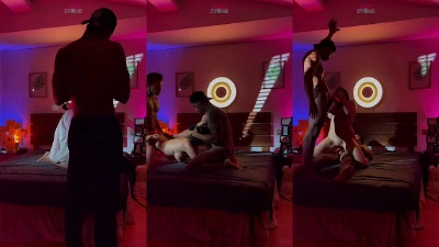 Cover for 'REAL BACKSTAGE FULL ORAL AND INTERRACIAL THREESOME BLINDFOLDED HOT BRUNETTE'